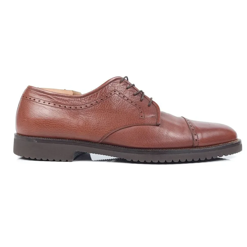NEW Salvatore Ferragamo Brown Leather Old Money Cap Toe Oxford Shoes Old Money